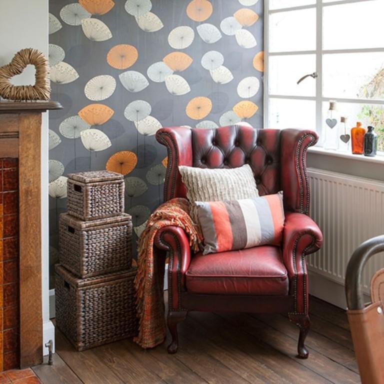 Brilliant Modern Wallpaper Design For Living Room 20 - Club Chair - HD Wallpaper 