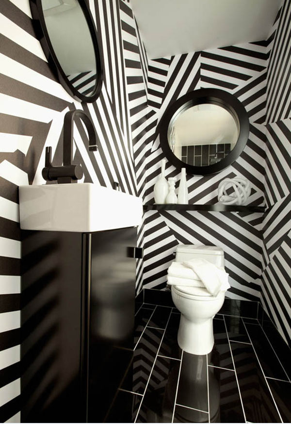 Black And White Modern Bathroom Design Inspiration - Black And White Powder Room Ideas - HD Wallpaper 
