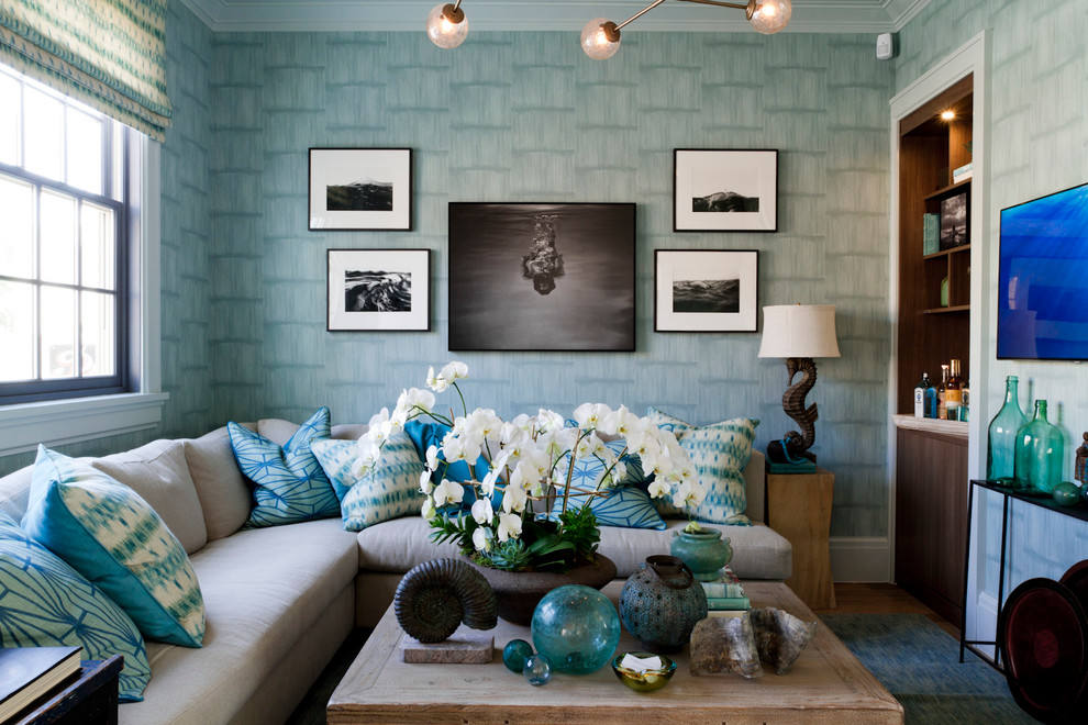 Blue Color Decoration Ideas For Living Room - Ocean Blue Living Room Ideas - HD Wallpaper 
