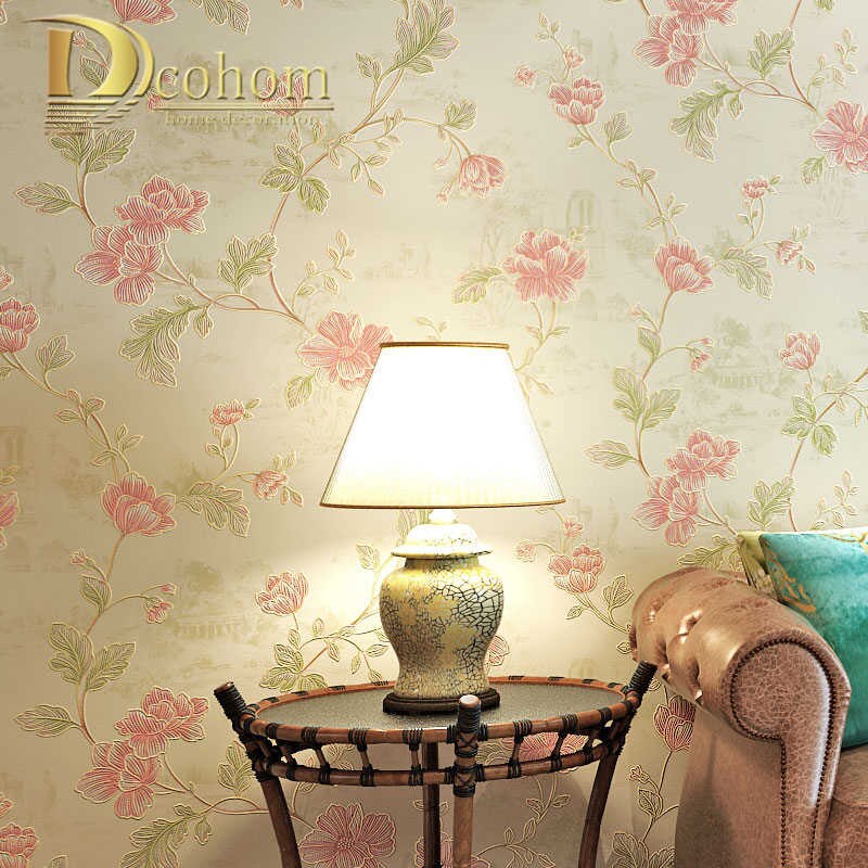 Pink,beige,modern Large Floral Wallpaper Roll Art Elegant - Giấy Dán Tường Hoa Hồng - HD Wallpaper 