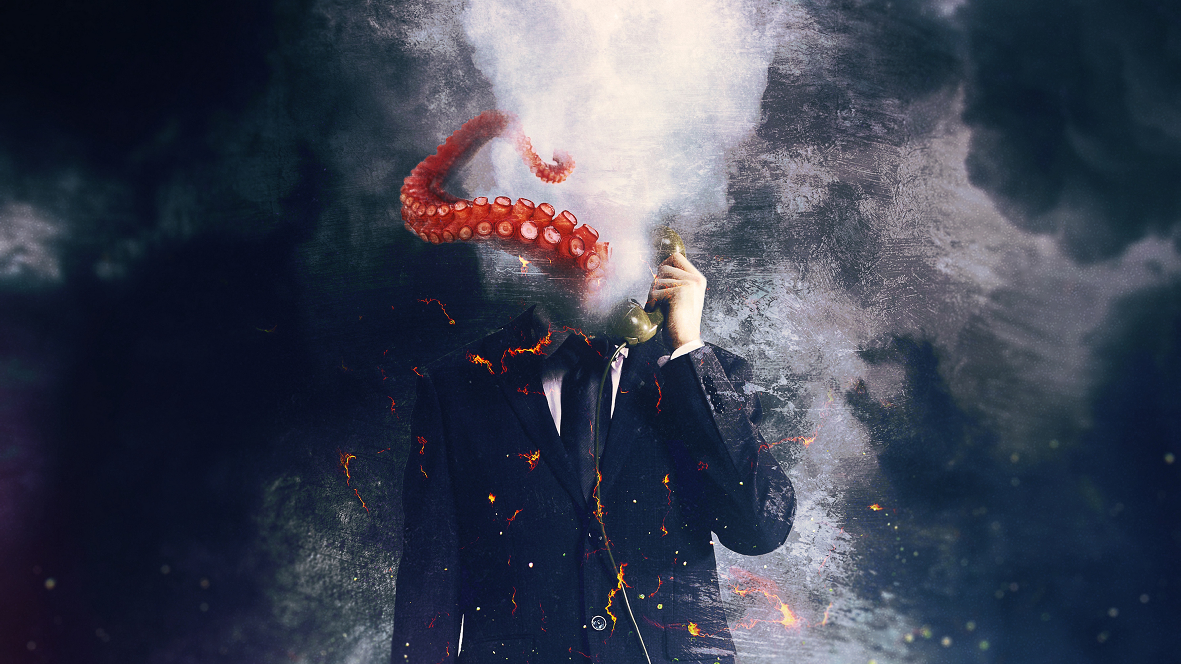 Man Octopus Surrealism Art 4k - Surrealism Wallpaper Hd - HD Wallpaper 