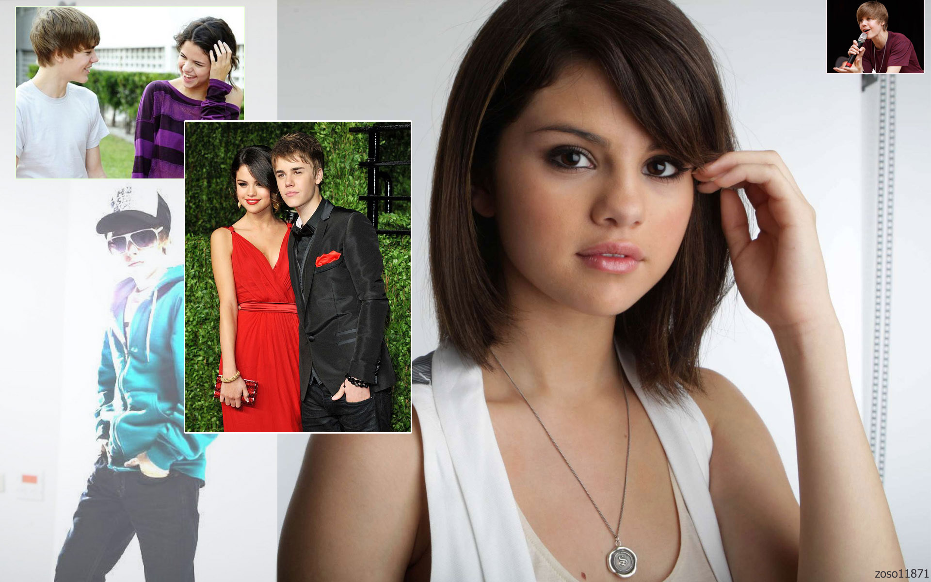 Justin And Selena - Selena Gomez Short Hair - HD Wallpaper 