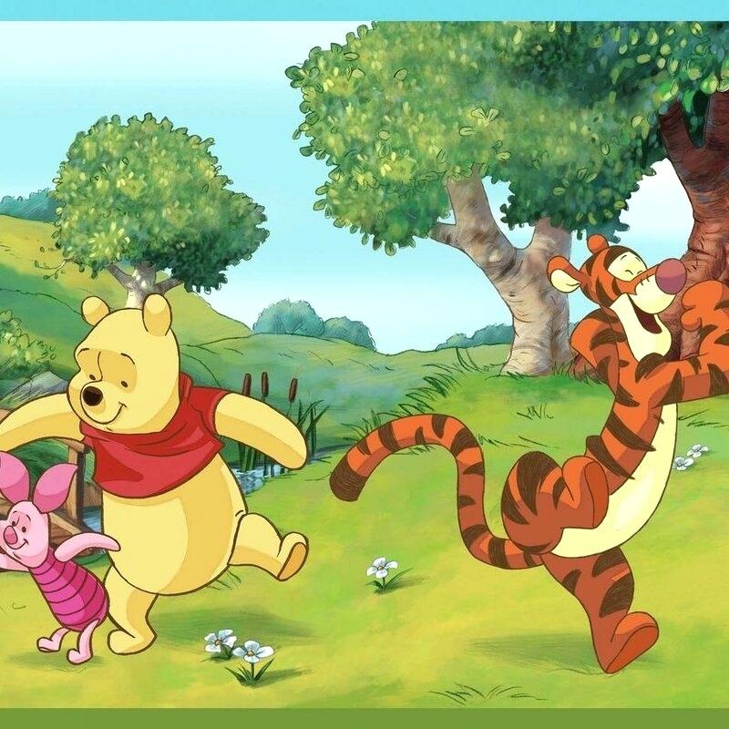 Wall Disney Wallpaper Kids Ii Swinging Pooh 9 Border - Kubus Puchatek I Prosiaczek - HD Wallpaper 