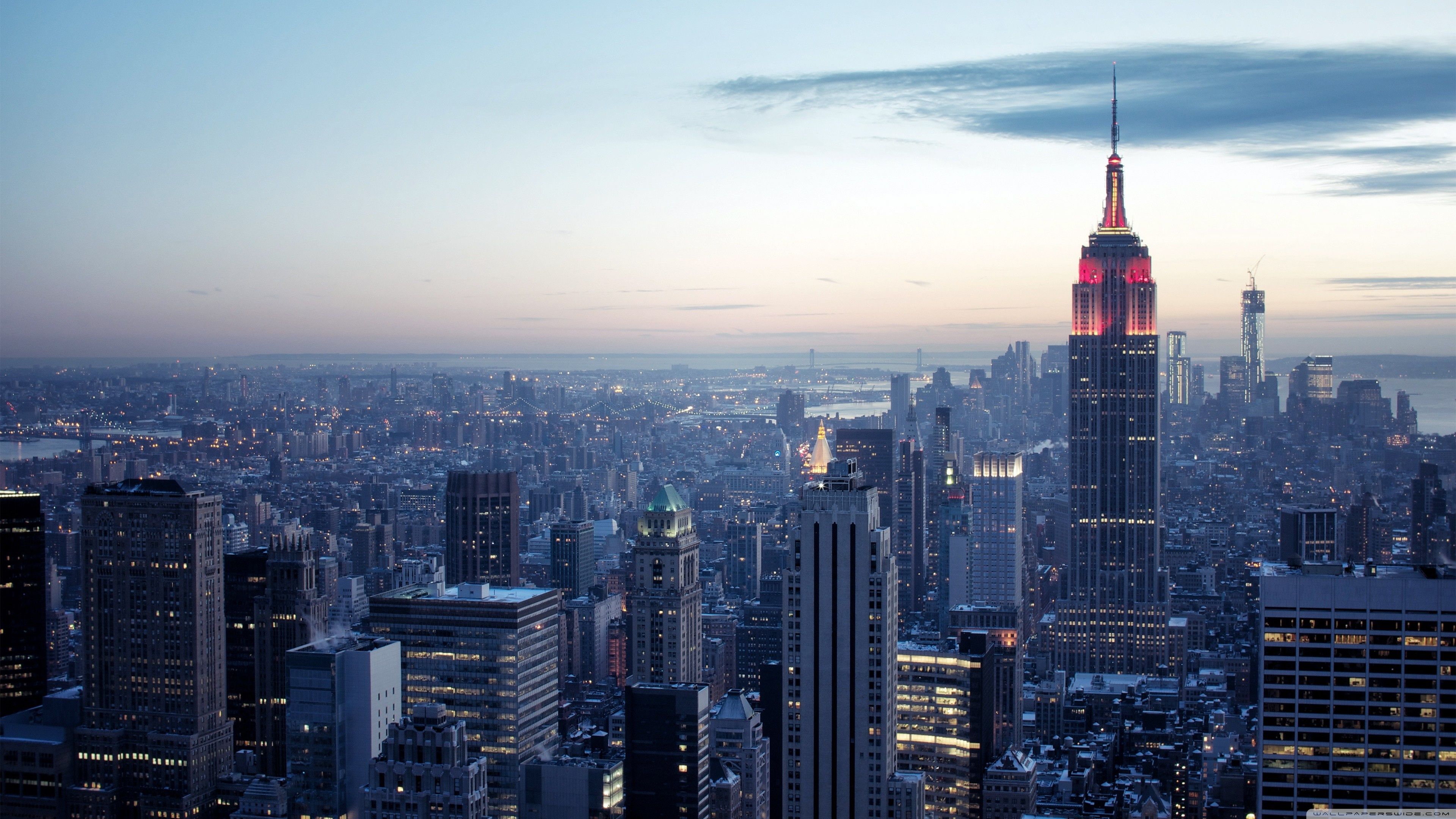 New York City Winter Sunset ❤ 4k Hd Desktop Wallpapers - HD Wallpaper 