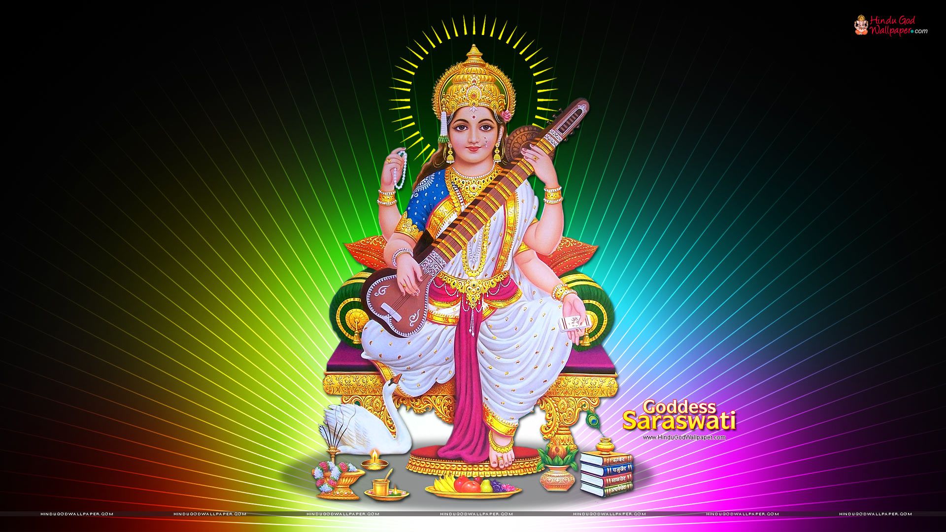 Goddess Saraswati Hd Wallpaper, Images, Photos Free - New Saraswati - HD Wallpaper 