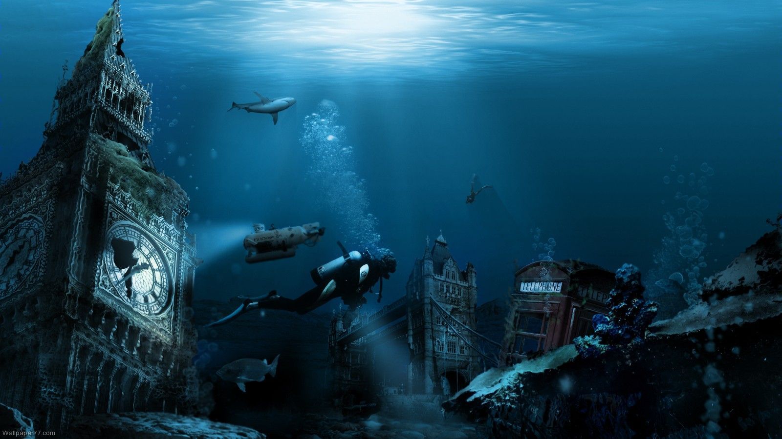 Underwater City Wallpaper - Underwater City Background Hd - HD Wallpaper 