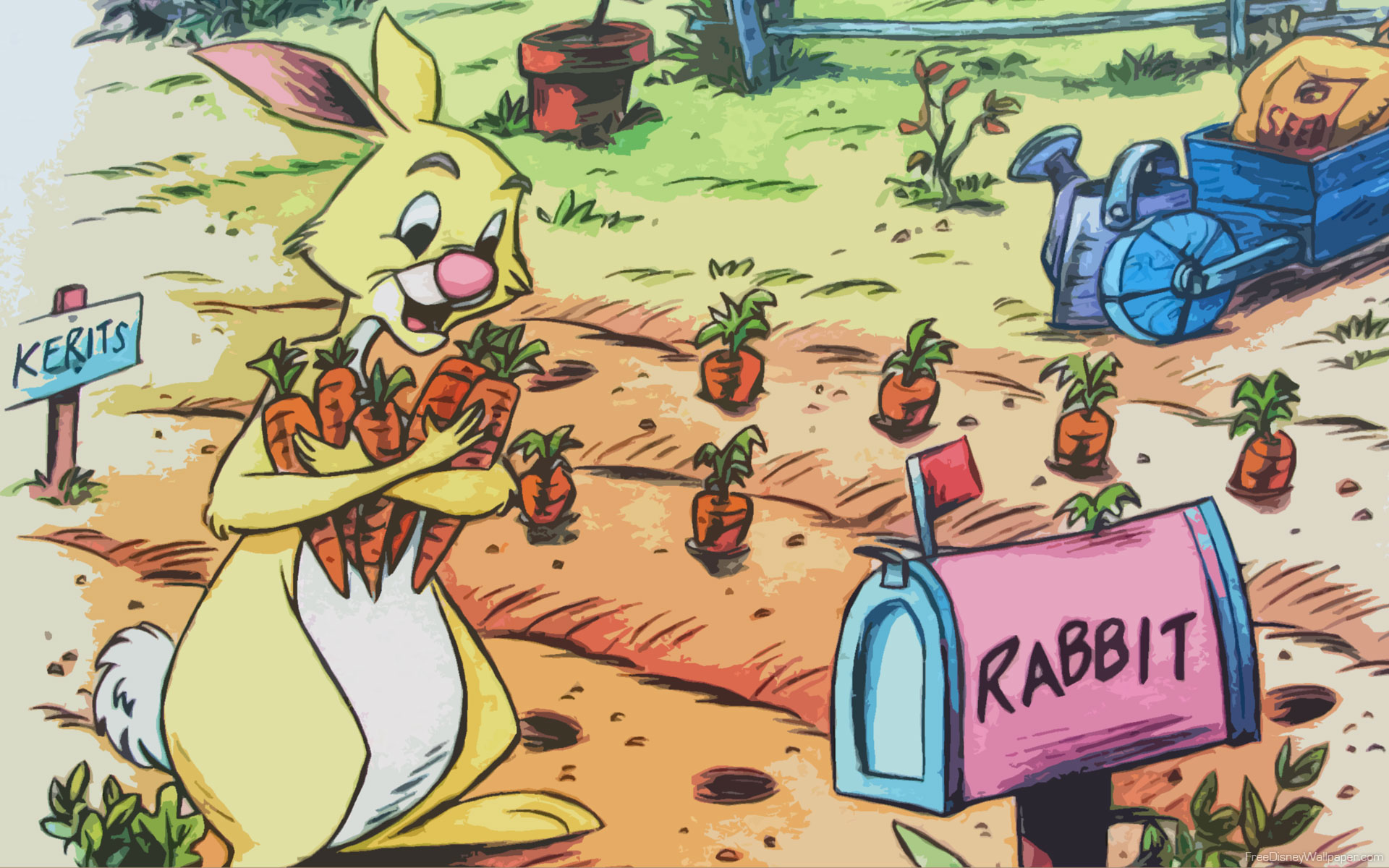 Rabbits Garden Winnie The Pooh - HD Wallpaper 