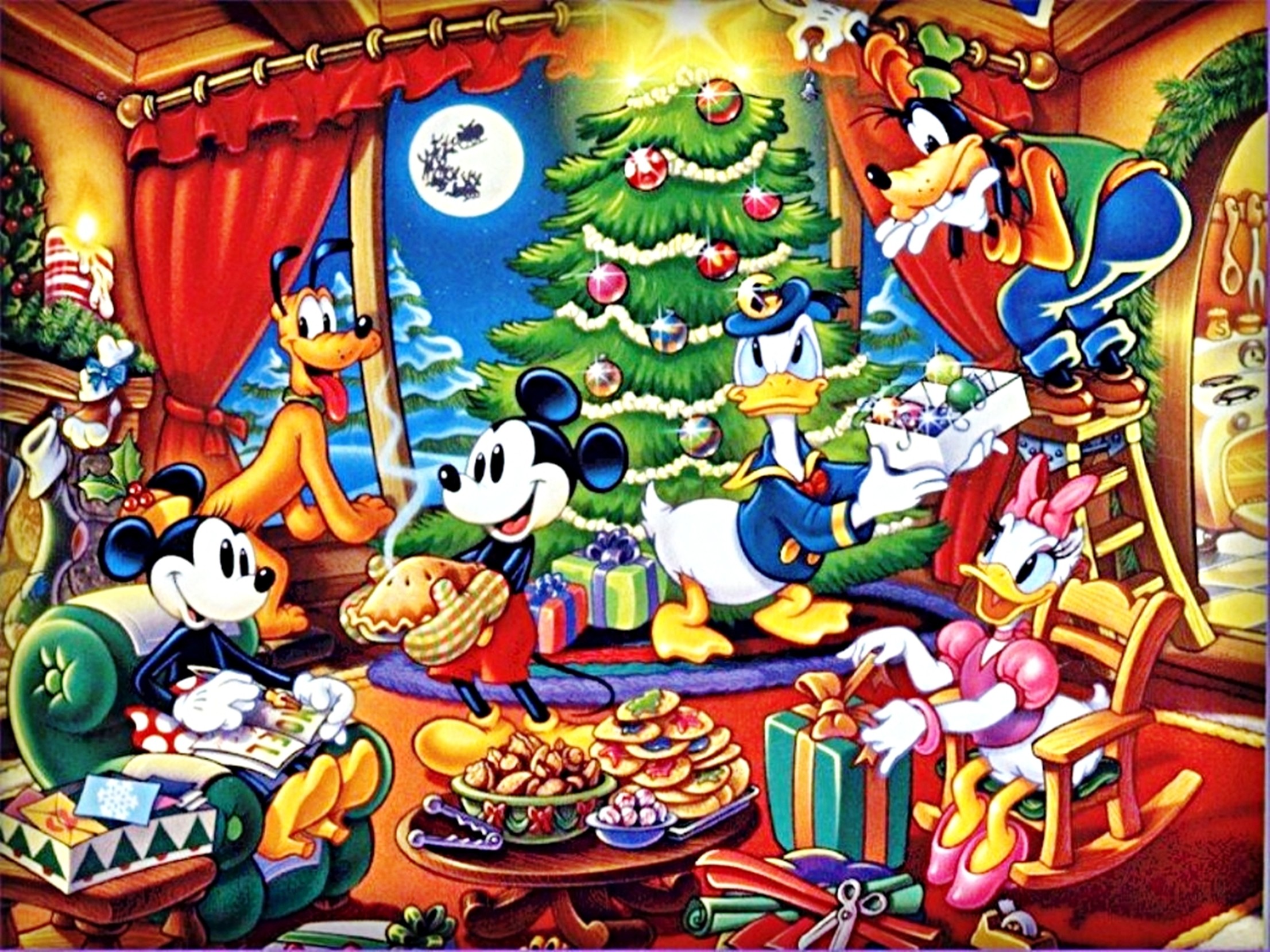 Walt Disney Wallpapers The Disney Gang Christmas Walt - Merry Christmas Disney Gif - HD Wallpaper 
