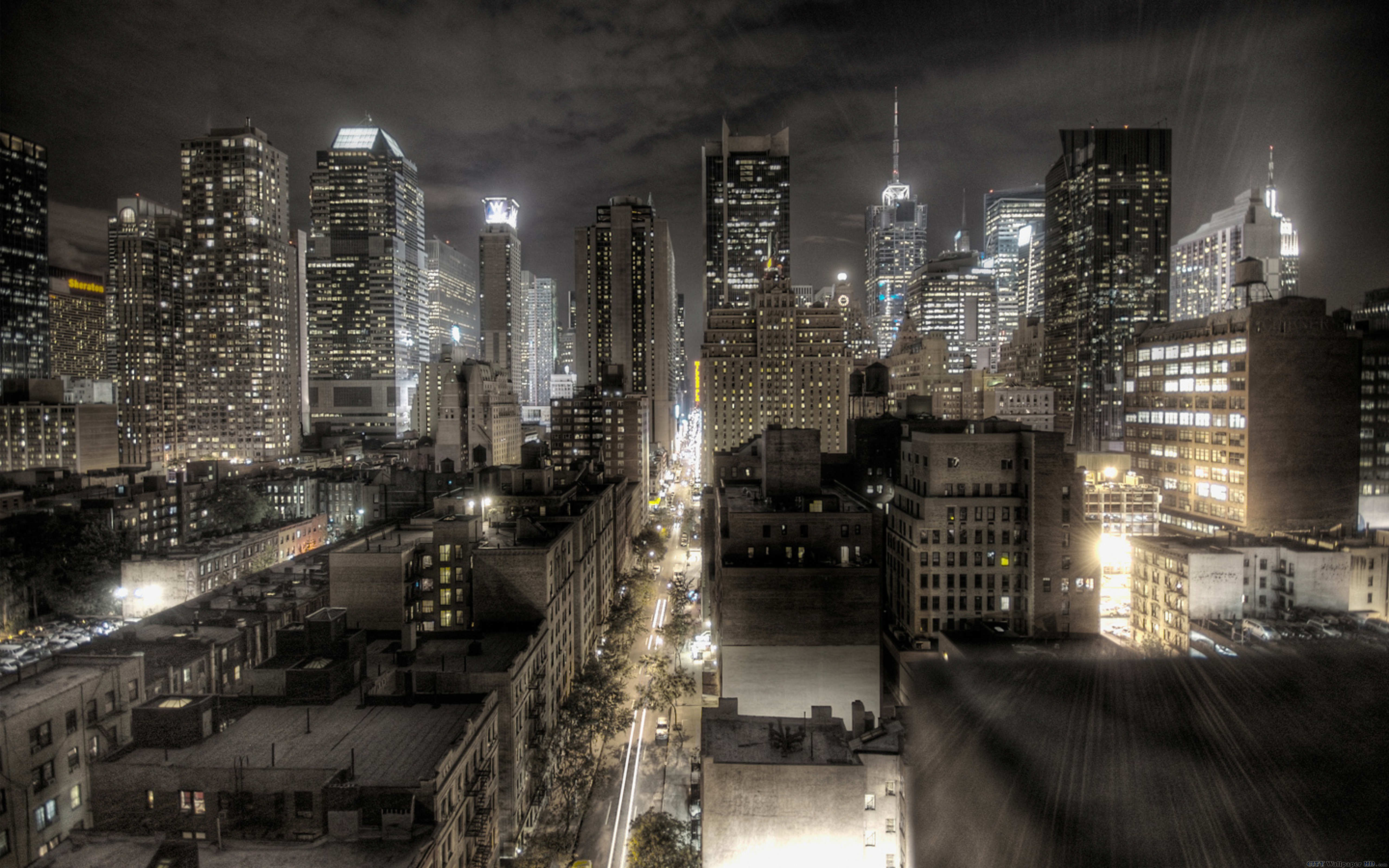 New York At Night Wallpaper - New York Wallpaper Dark - HD Wallpaper 