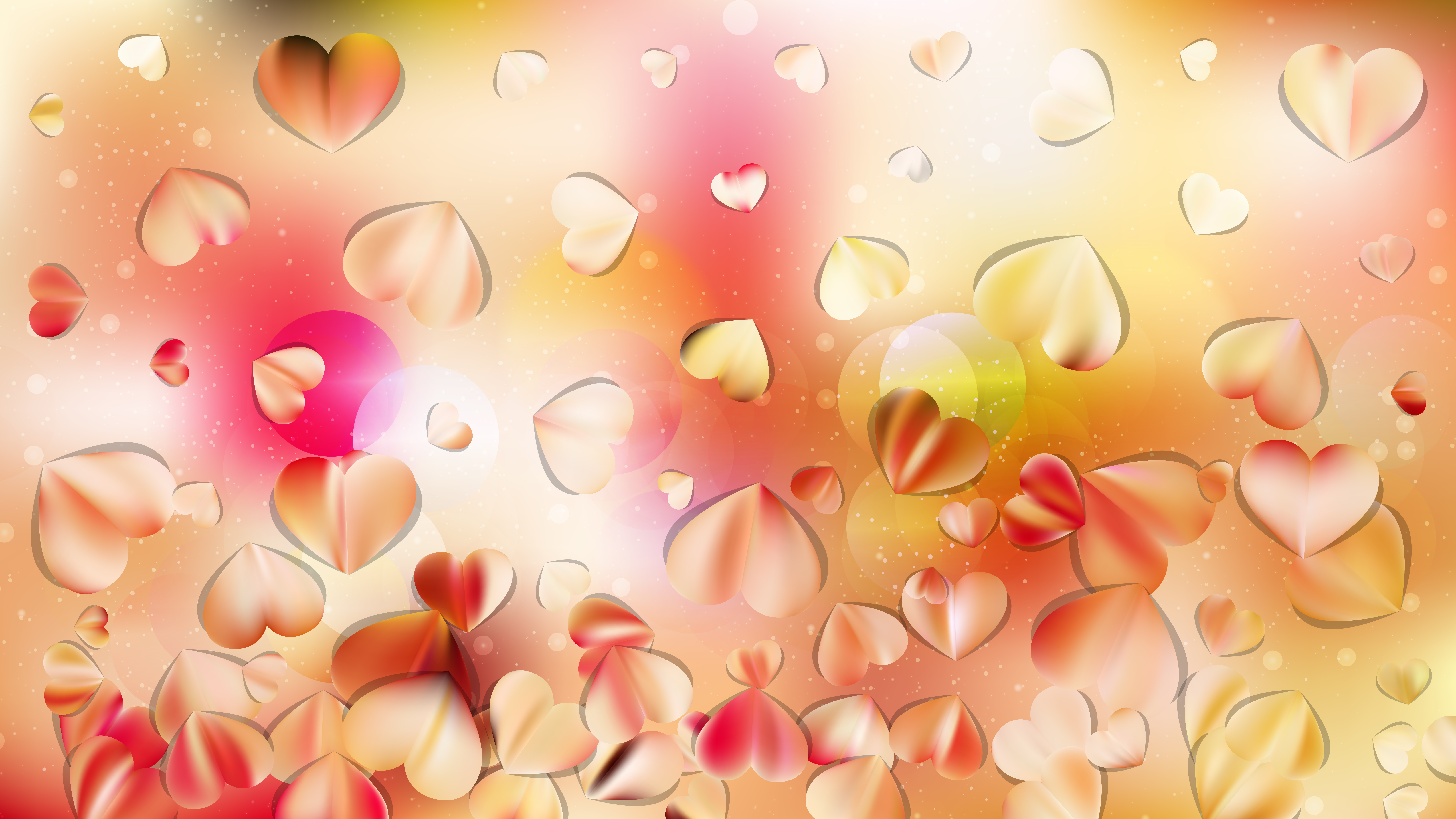 Pink And Yellow Heart Wallpaper Background Vector Art - Light Pink And Yellow Hearts Background - HD Wallpaper 