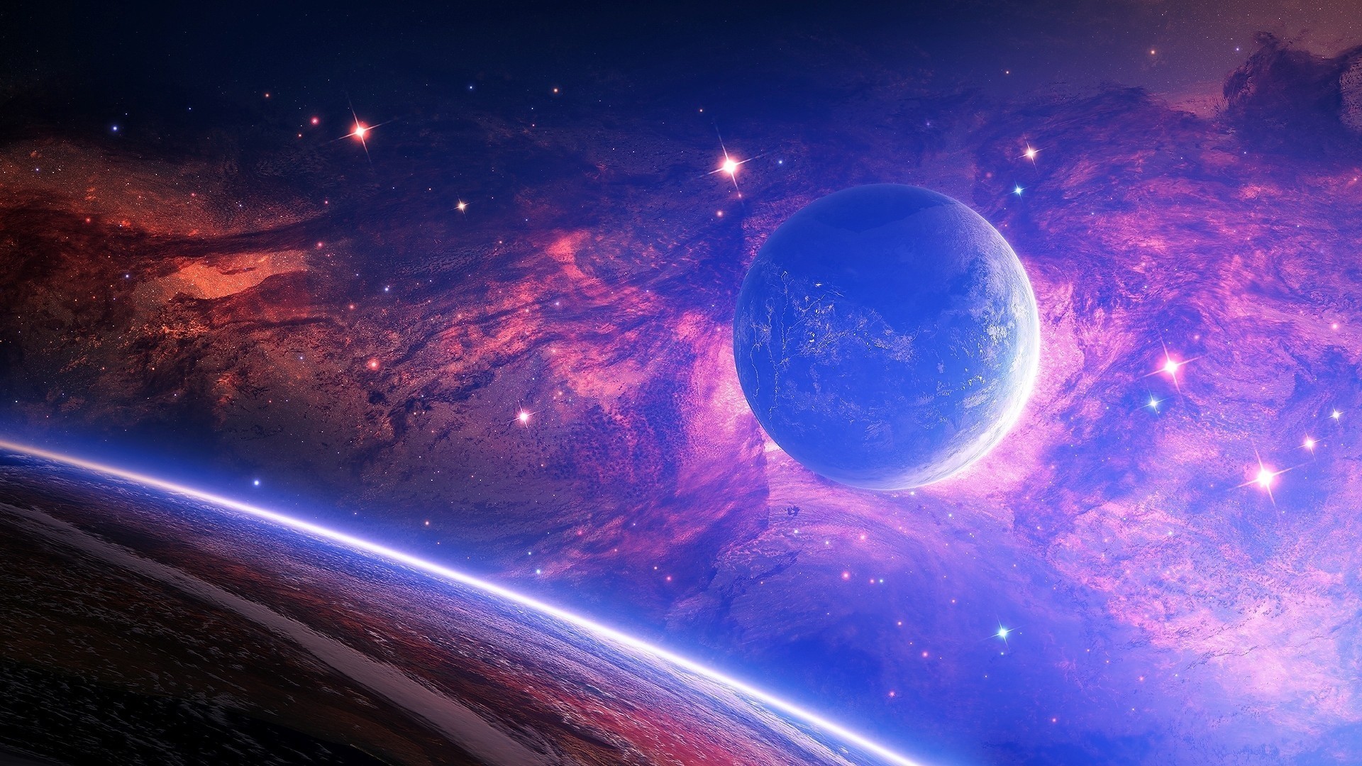 1920x1080, Preview Wallpaper Planet, Light, Spots, - Space Backgrounds - HD Wallpaper 