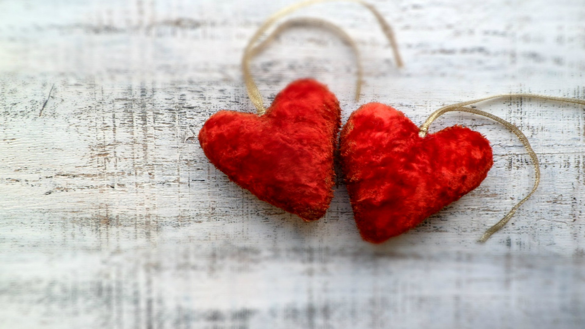 Two Plush Red Hearts - Romantic Two Heart - HD Wallpaper 