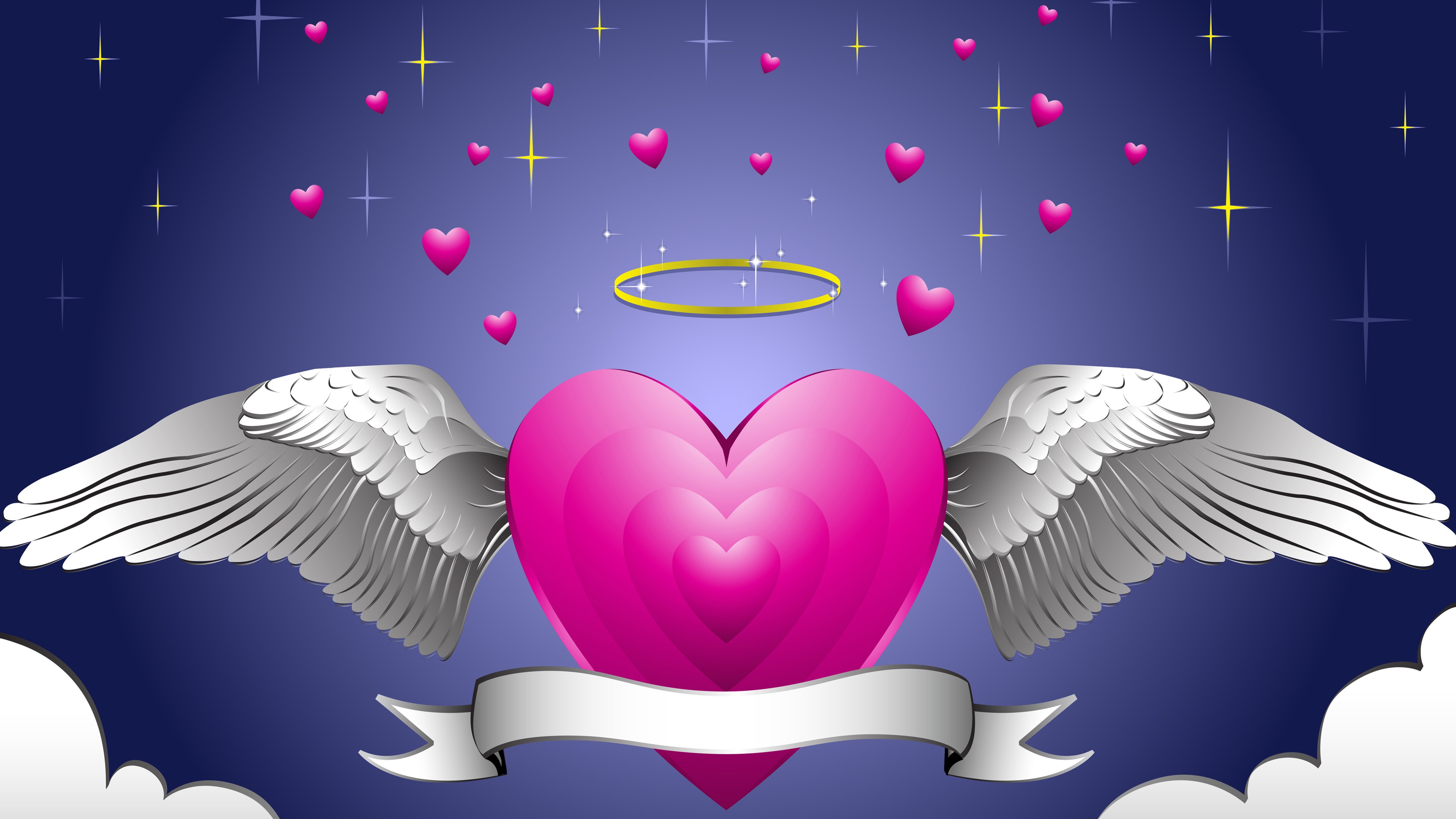 Angel Pink Heart Wallpaper - Angel Pink Hd - HD Wallpaper 