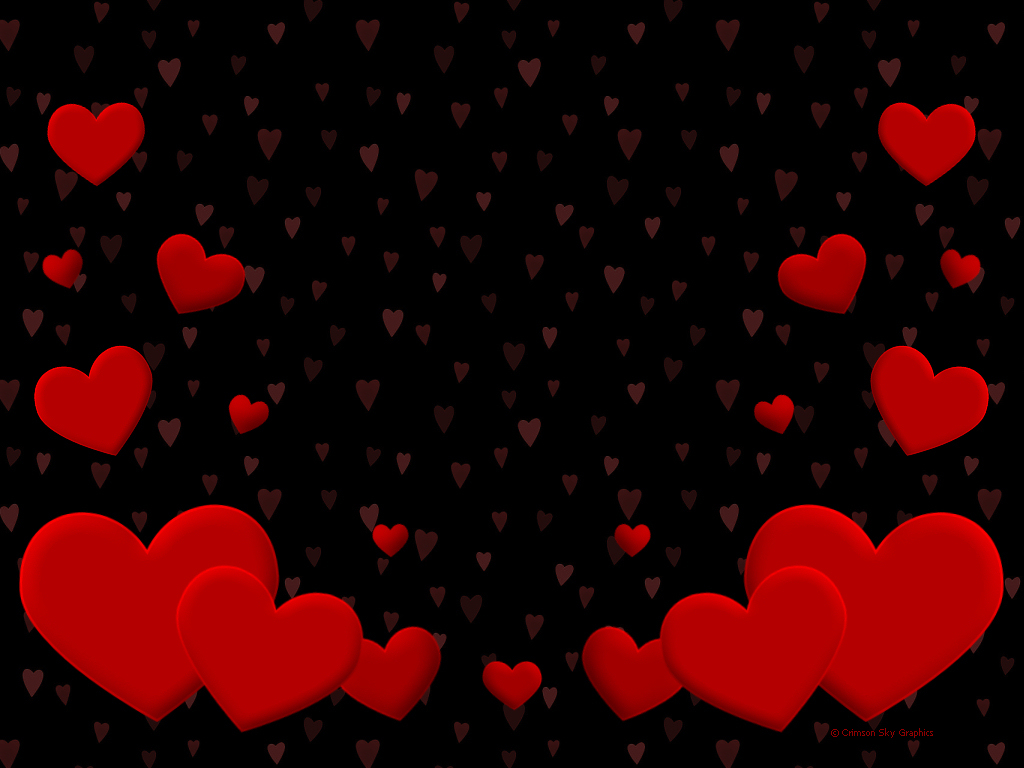 Black Background Red Heart - 1024x768 Wallpaper 