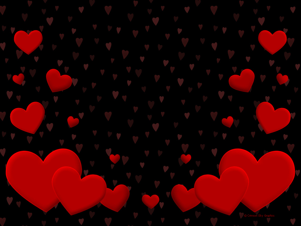 Black Background Red Heart - HD Wallpaper 