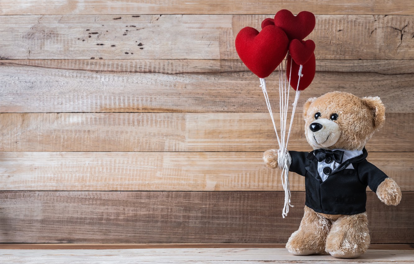 Photo Wallpaper Love, Toy, Heart, Bear, Hearts, Red, - Iphone Teddy Bear  Wallpaper Hd - 1332x850 Wallpaper 