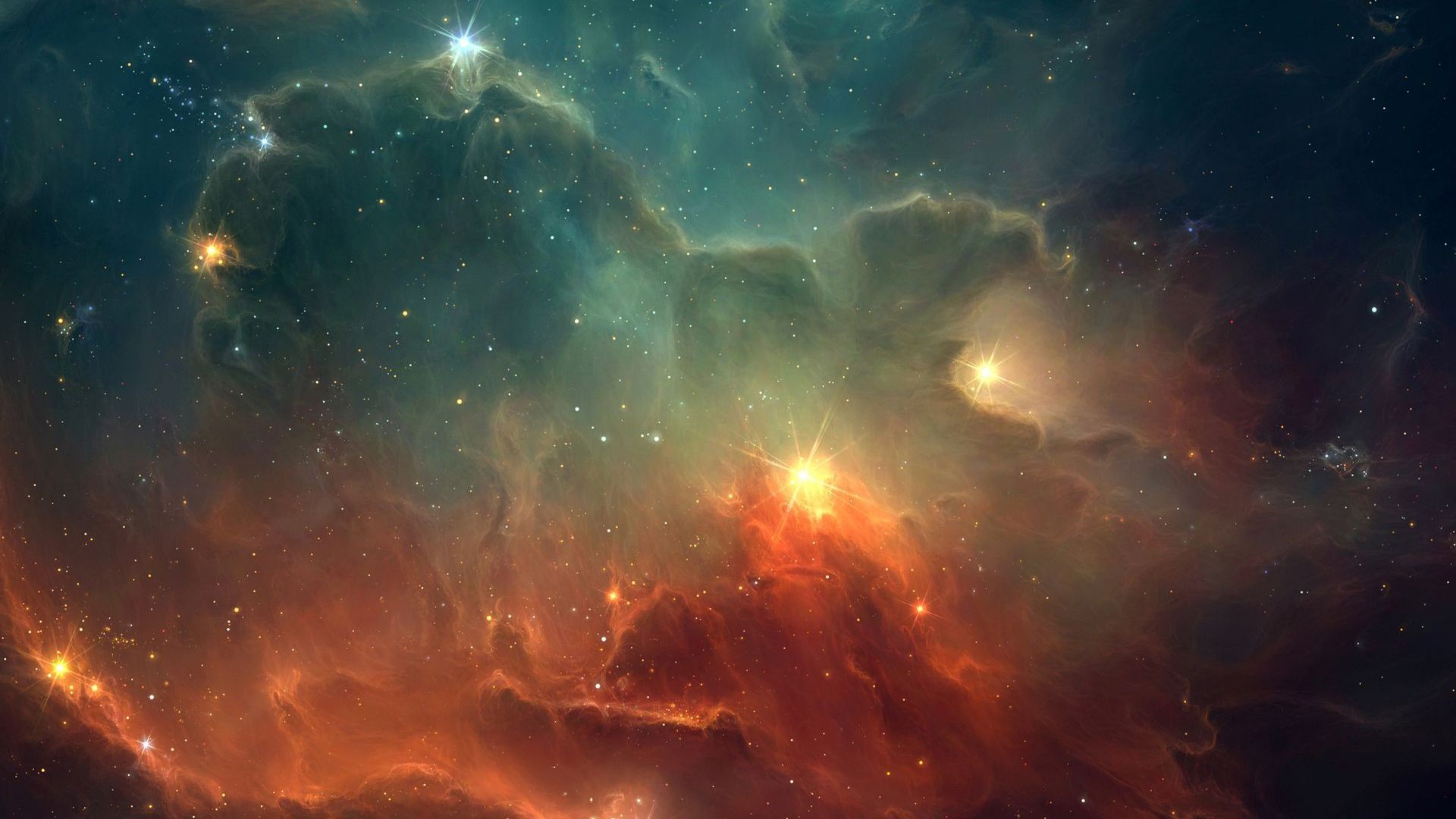 Nebula Space Wallpaper - Orange And Blue Space - HD Wallpaper 