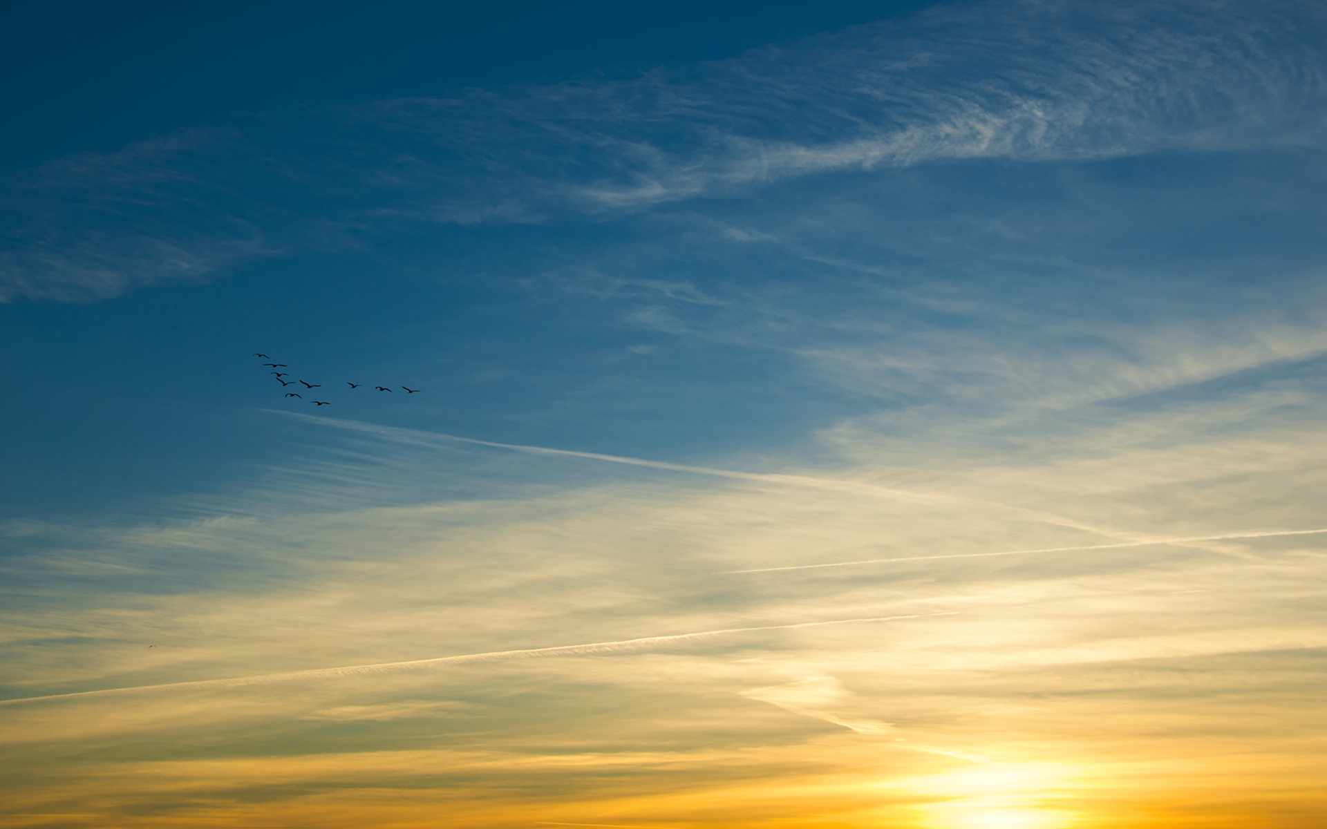 Blue And Gold Sky - HD Wallpaper 