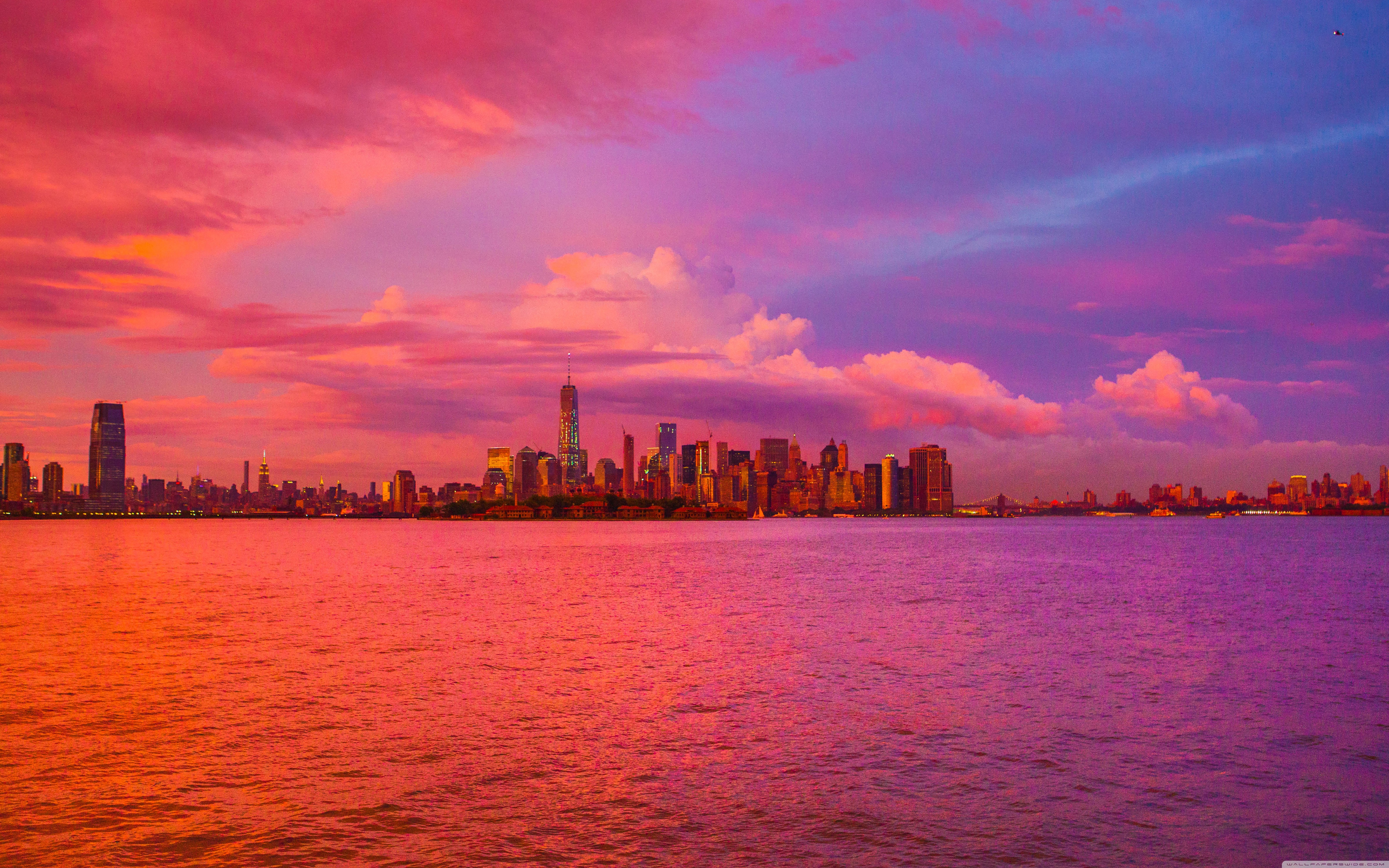 New York Hd Desktop Wallpapers For Widescreen - New York Sunset Hd - HD Wallpaper 