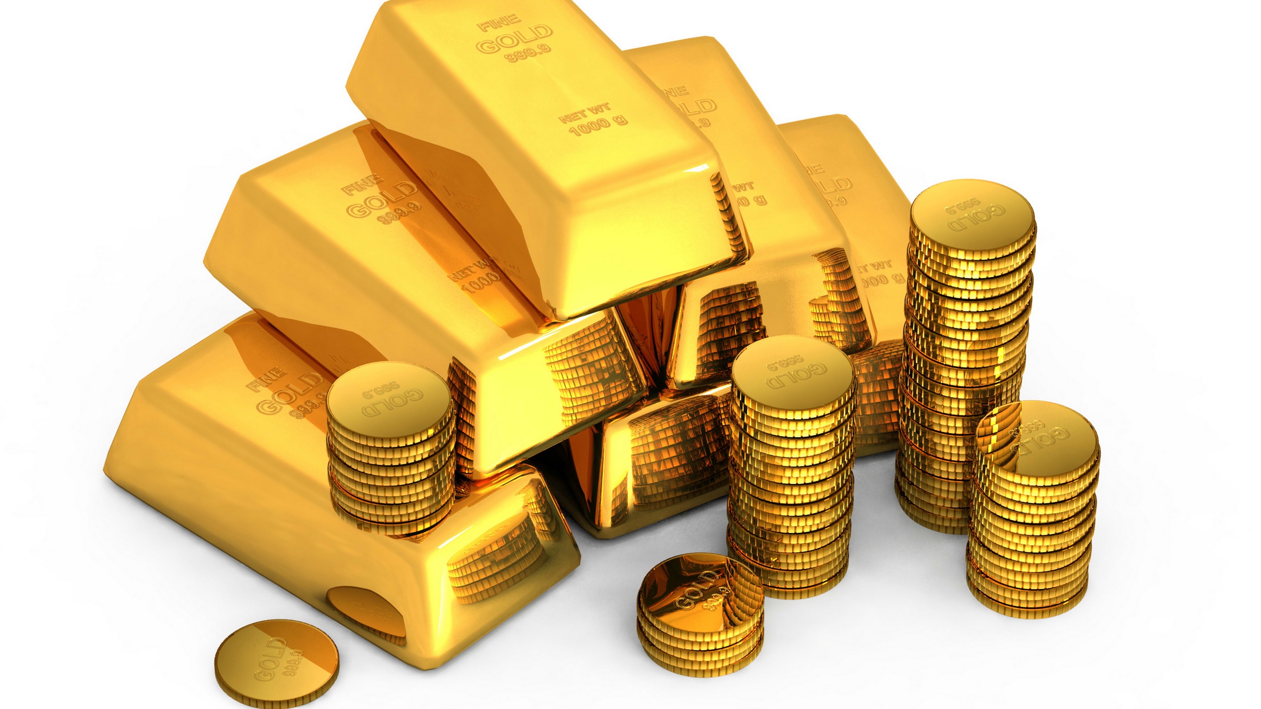 Wallpaper Gold, Bullion, Coins, White Background, Money - Transparent Background Gold Coins - HD Wallpaper 