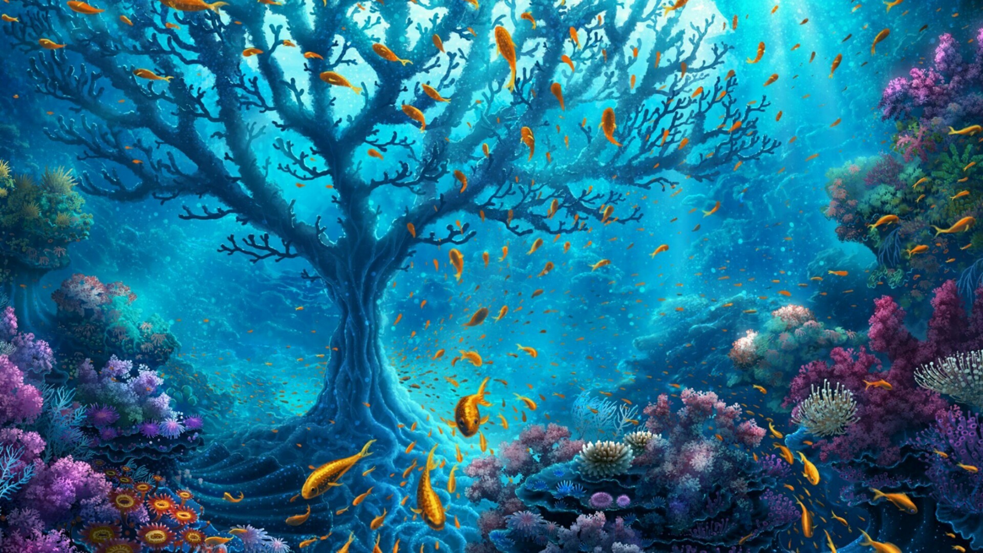 1920x1080, Coral Tree In The Ocean - Underwater Wallpaper Sea - HD Wallpaper 