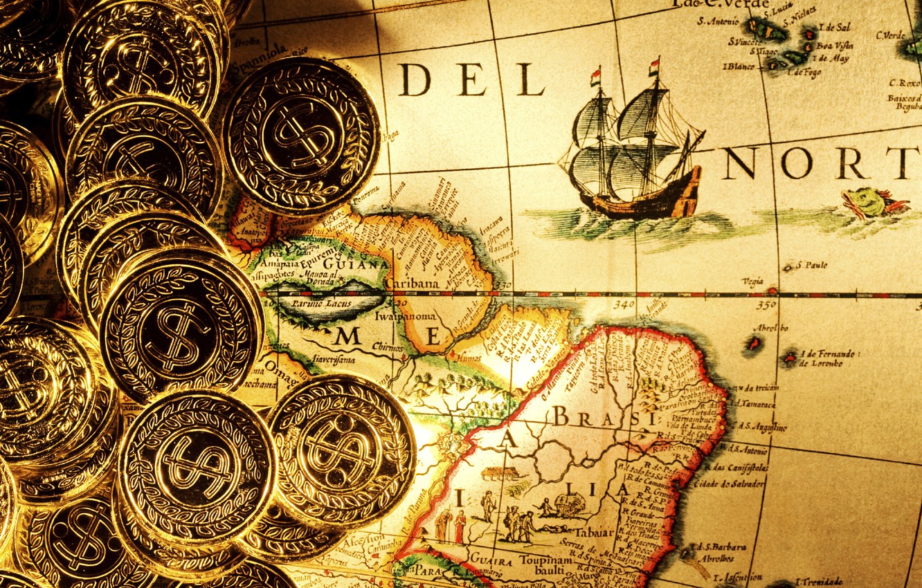 Photo Wallpaper Gold, Map, Money, Wallpaper, Pirates, - Map Hd - HD Wallpaper 