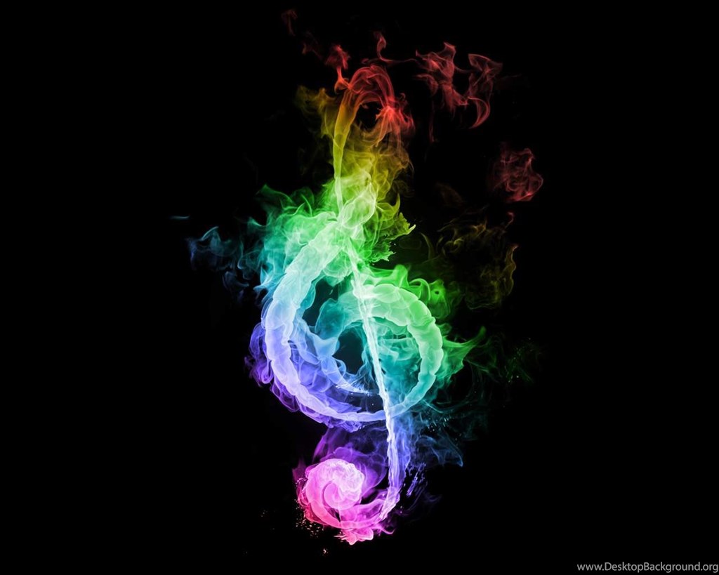 Awesome Abstract Backgrounds Music 1 Best For Desktop - Rainbow Fire Treble Clef - HD Wallpaper 