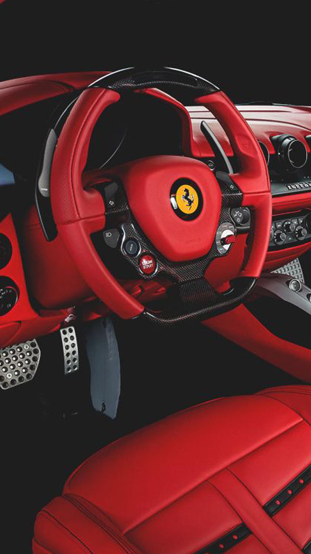 Cool Phone Wallpapers - Ferrari F12 Berlinetta Red Interior - HD Wallpaper 