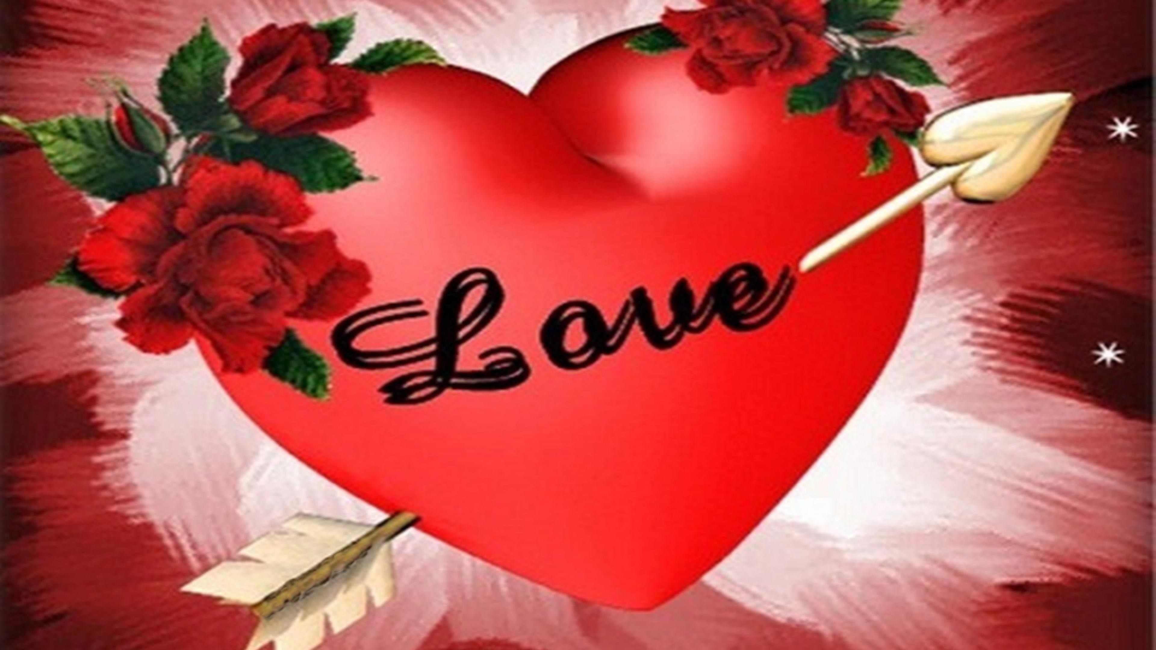 Love Roses And Hearts Wallpapers Download Love Heart - Red Rose Love Heart - HD Wallpaper 