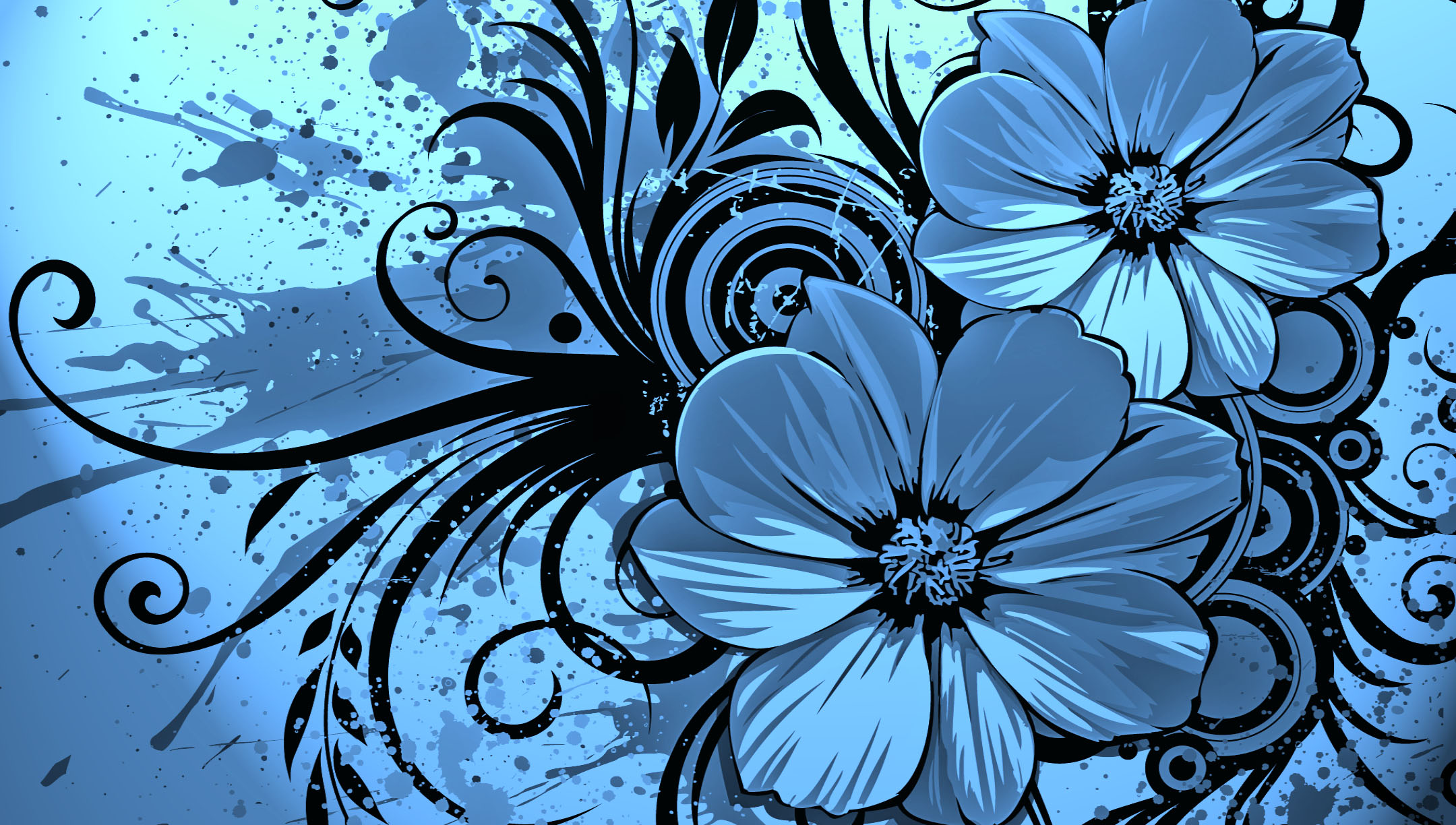 Blue Flower Designs - HD Wallpaper 
