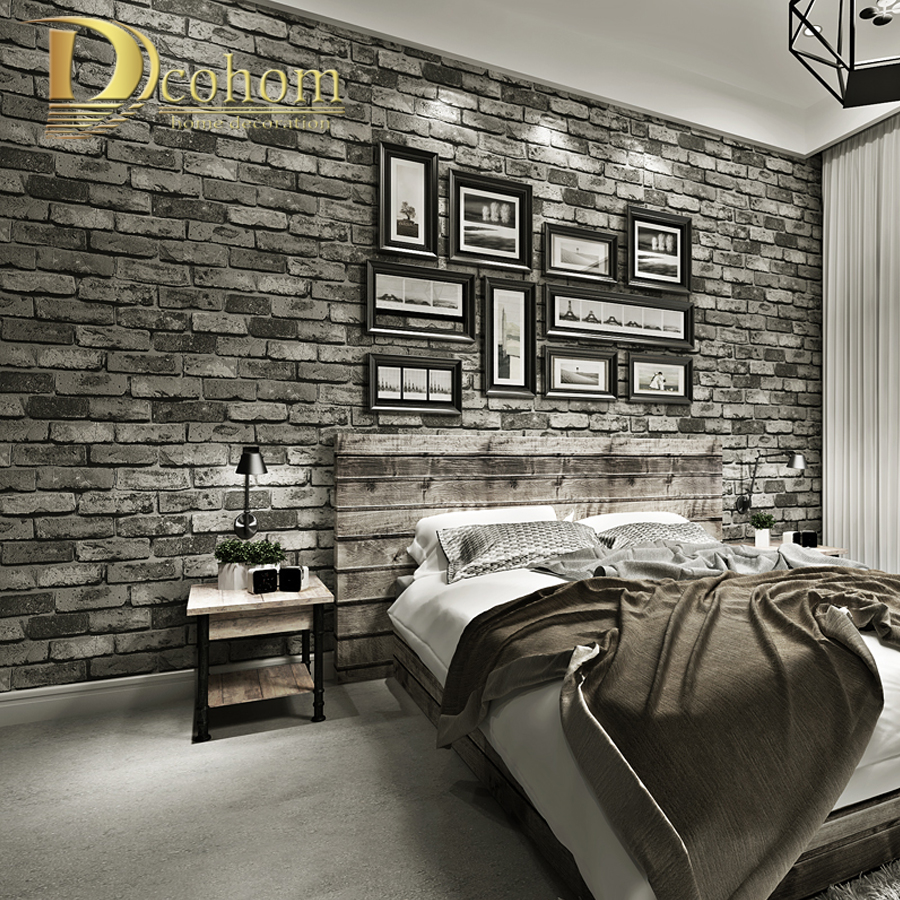 Grey Brick Wall Bedroom - HD Wallpaper 