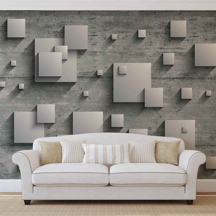 Abstract Modern Grey Silver Wallpaper Mural - Flower Wall Mural Ideas - HD Wallpaper 