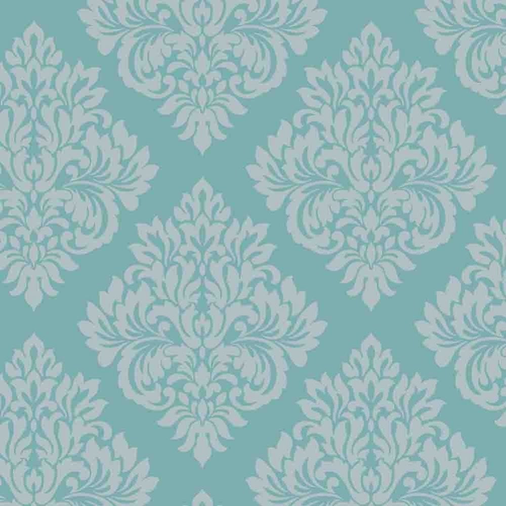 Decorline Sparkle Damask Wallpaper Teal / Silver - Damask Wallpaper Blue And Silver - HD Wallpaper 