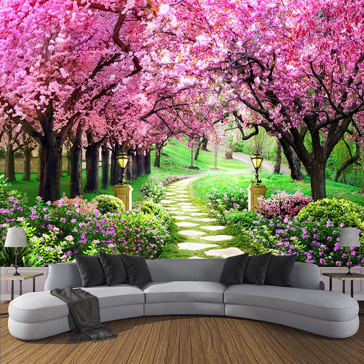 Custom 3d Photo Wallpaper Flower Romantic Cherry Blossom - Wall Mural Cherry Blossom - HD Wallpaper 