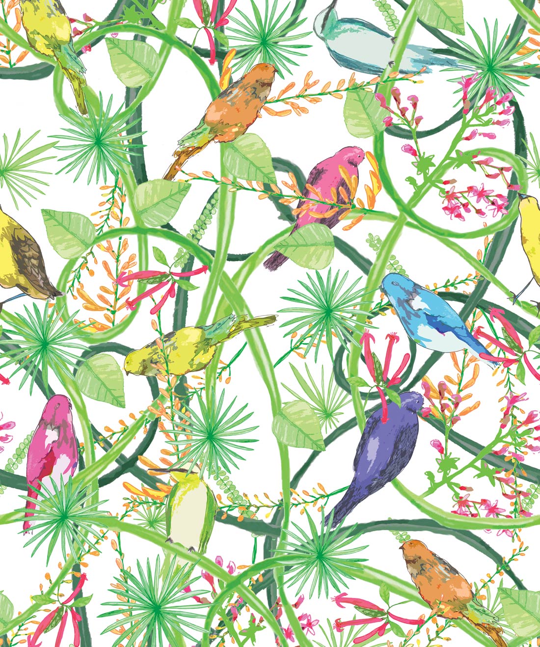 Vines Wallpaper With Birds - HD Wallpaper 