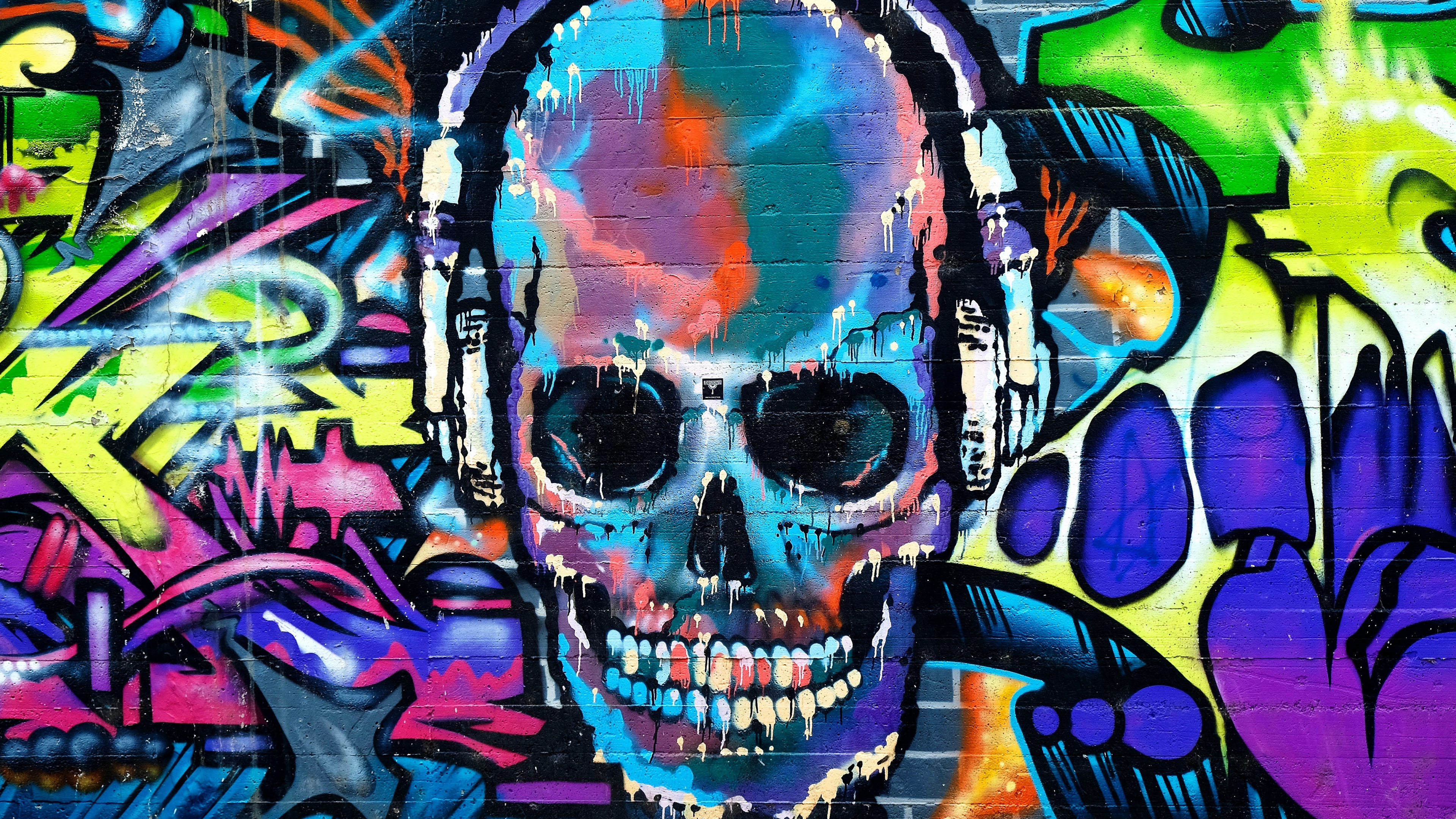 Graffiti, Skull, Colorful, Street Art, Wallpaper - Street Art Graffiti Skull - HD Wallpaper 