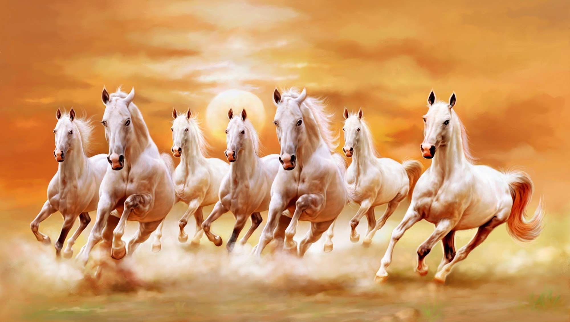 2000x1133, - 7 Horse Wallpaper Hd Download - HD Wallpaper 