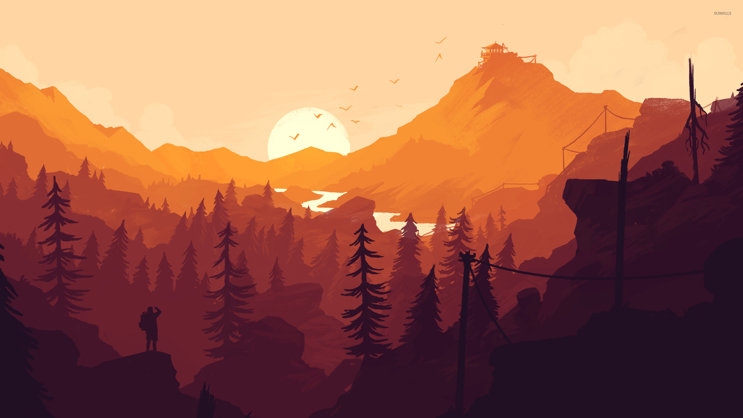 Black And White Firewatch - HD Wallpaper 