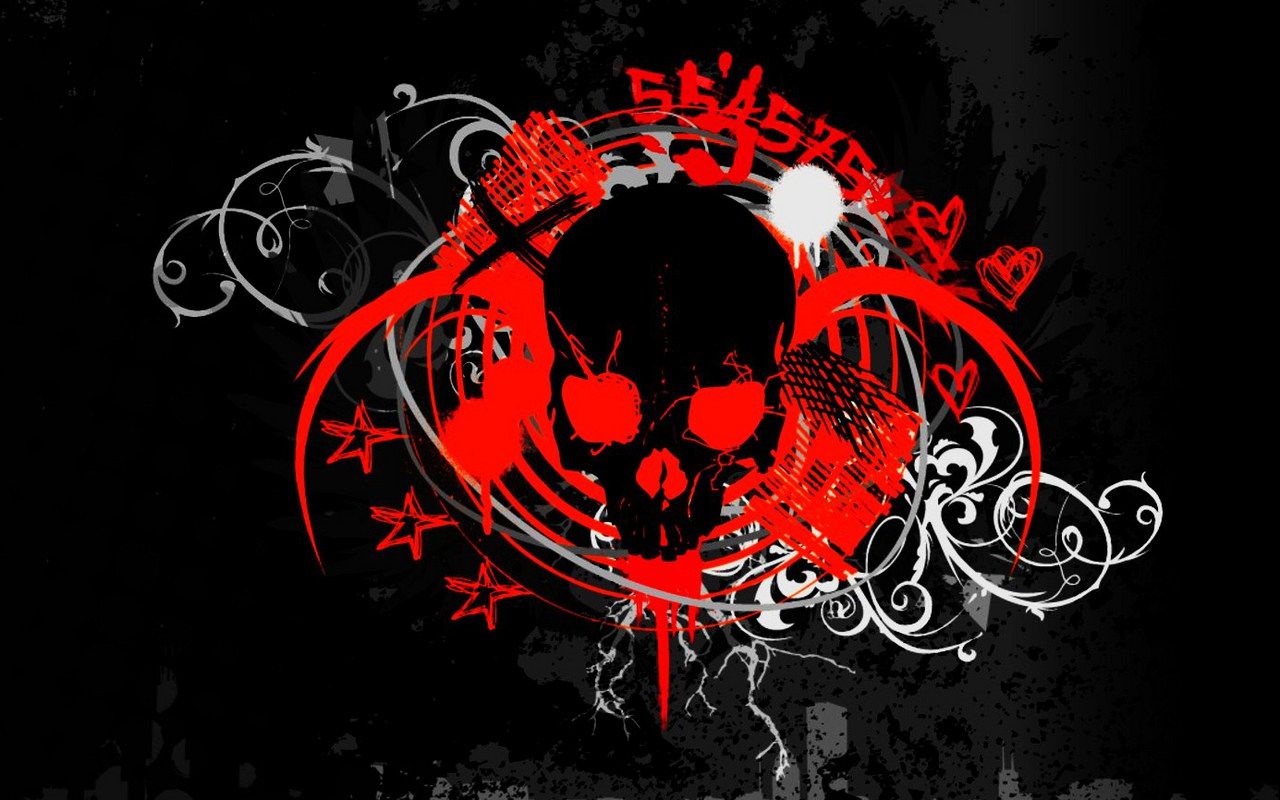 Red Skull Wallpaper And Background Image - Black And Red Skull - HD Wallpaper 