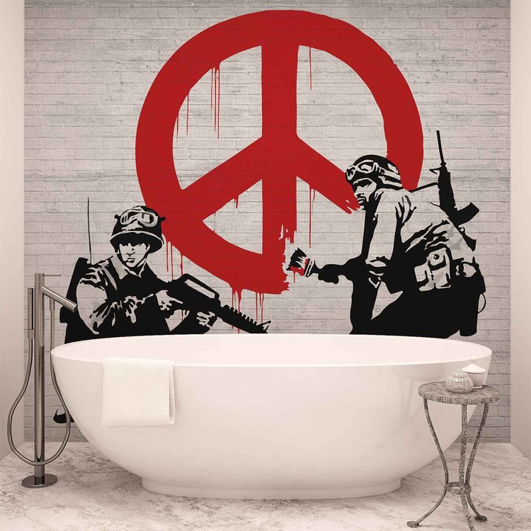 Banksy Graffiti Wallpaper Mural - Peace Not War Posters - HD Wallpaper 