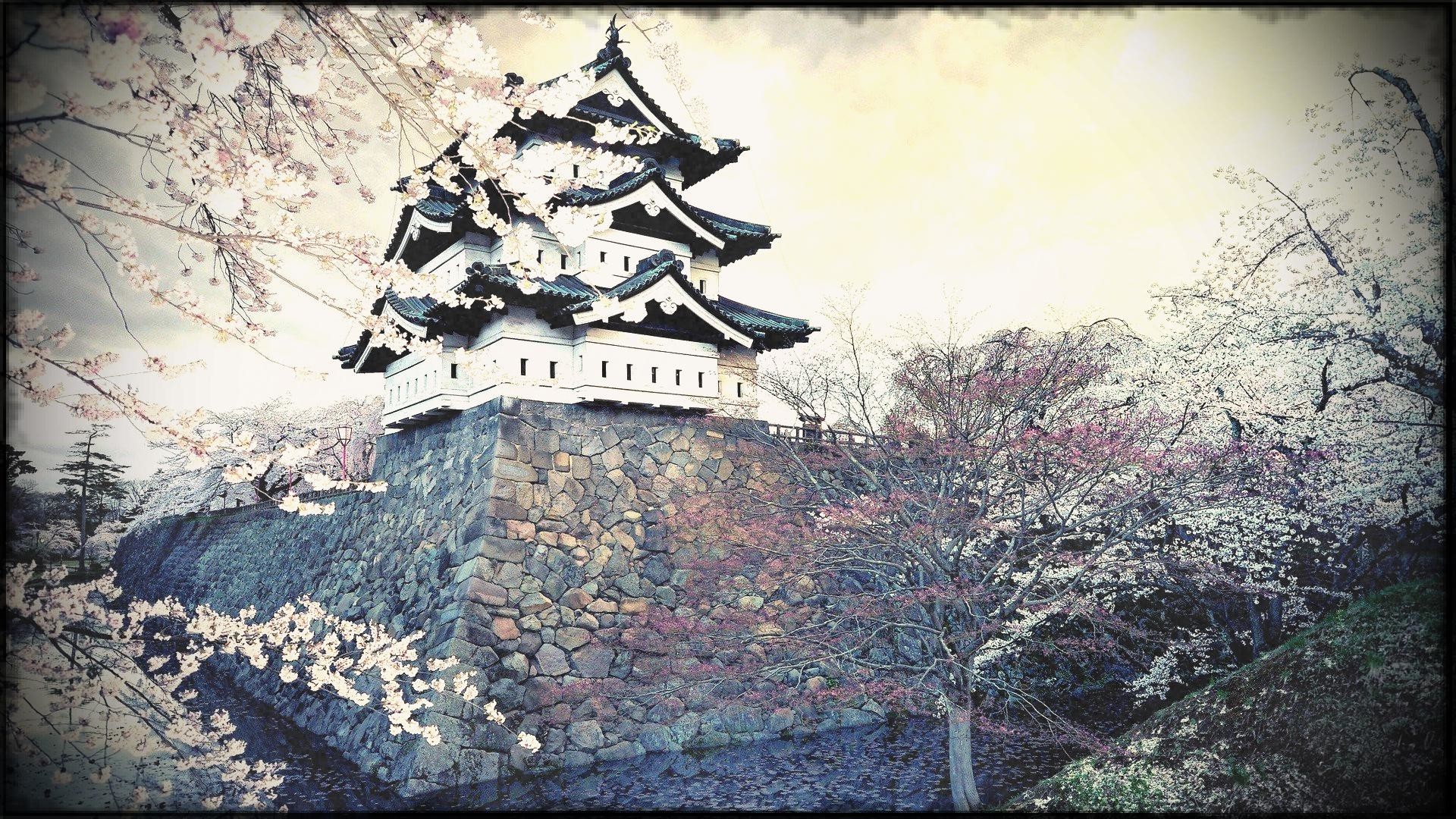 1920x1080, City Sakura Japan Spring Landscape Full - Hirosaki Castle - HD Wallpaper 