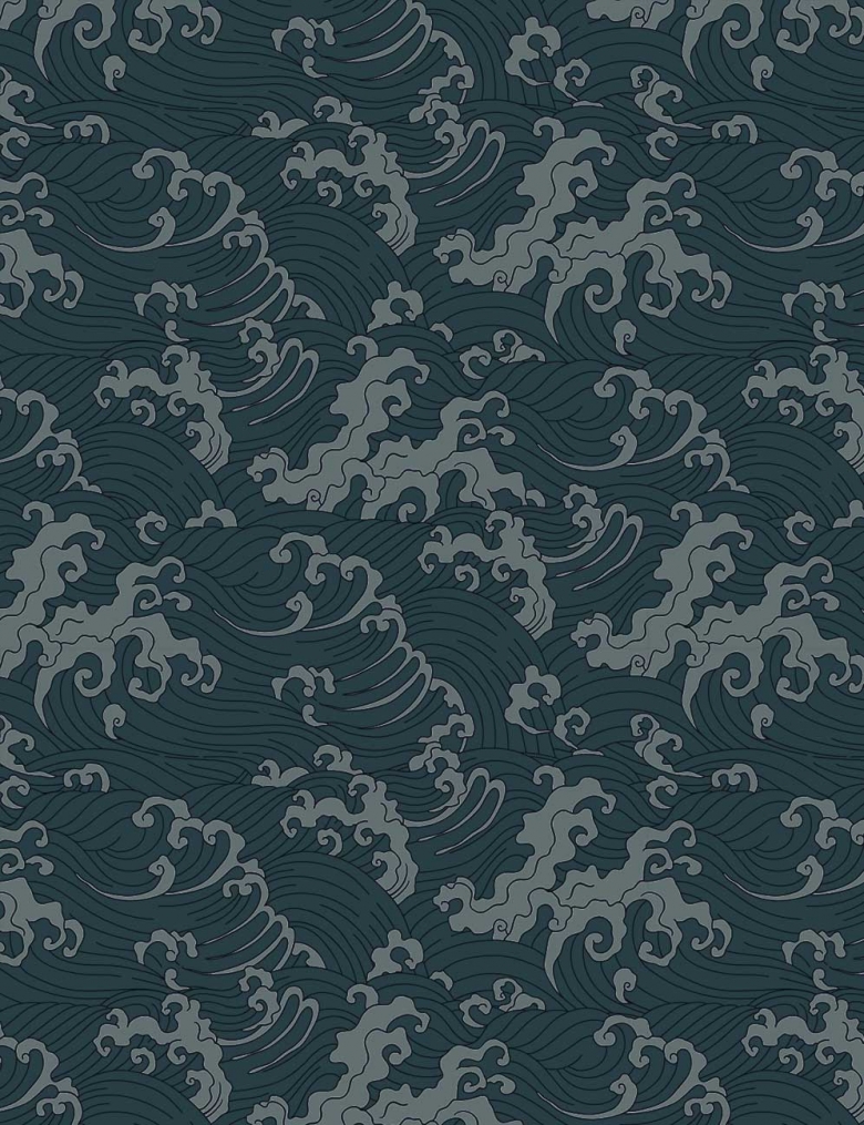 Japanese Wave Pattern - HD Wallpaper 