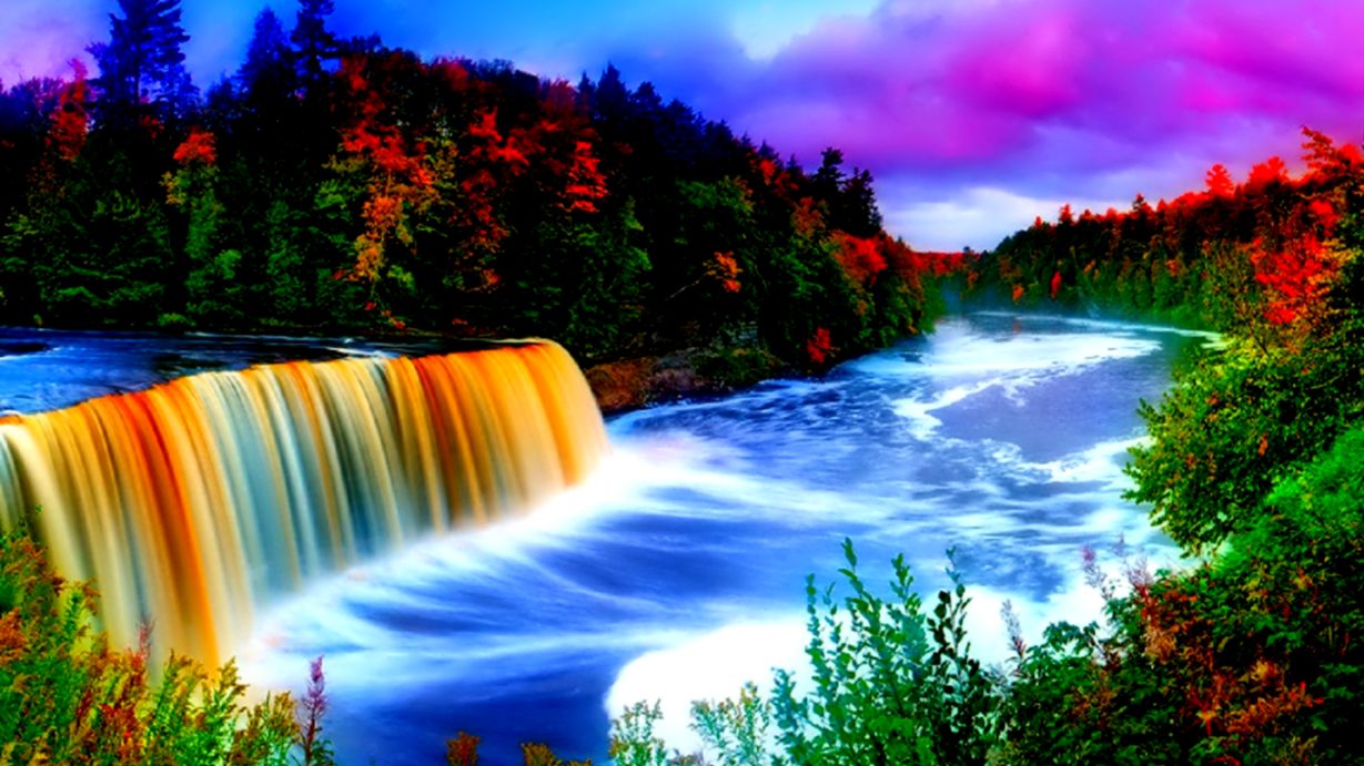 Rainbow Waterfall Wallpaper And Background Image Id - Beautiful Waterfall - HD Wallpaper 