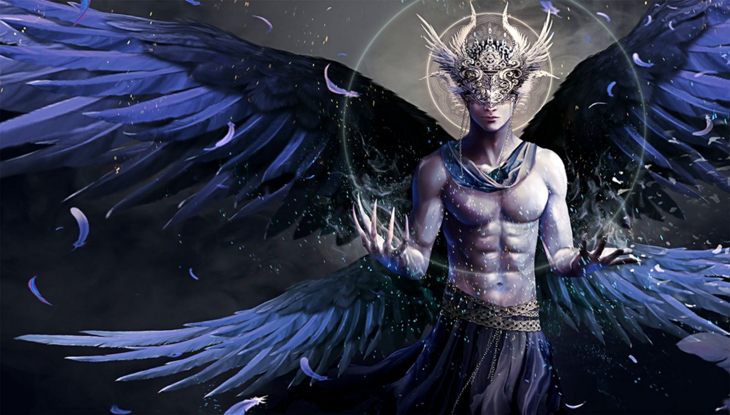 Original Fantasy Angel Wings Magic Feather Male Wallpapers - Archangel Azrael - HD Wallpaper 