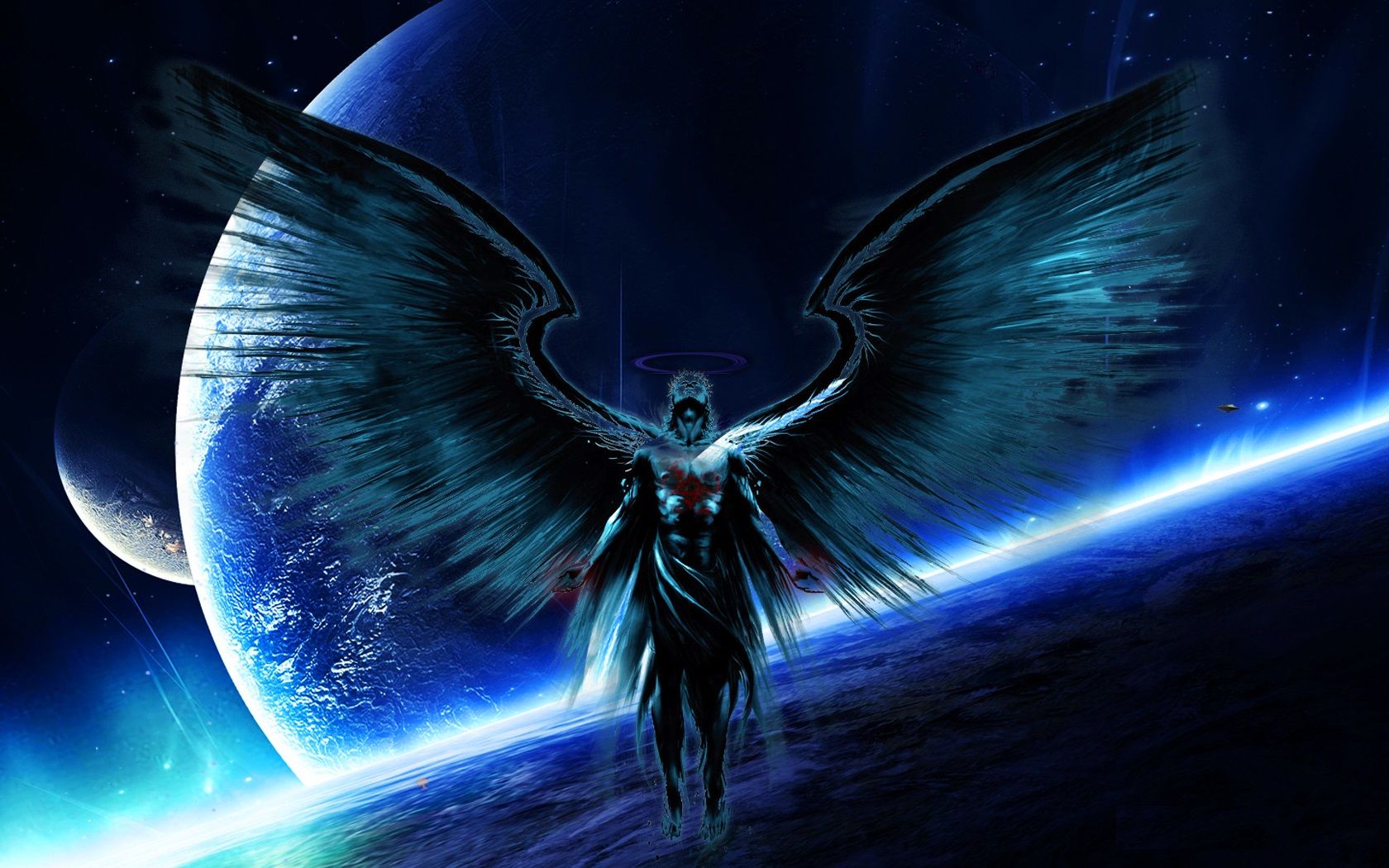 Dark Angel Desktop Wallpapers - Planet Deep Space Space - HD Wallpaper 