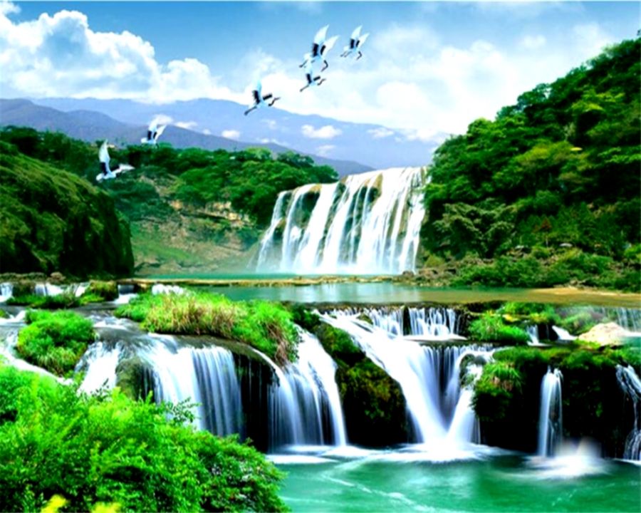 Promo Beibehang Custom 3d Wall Mural Wallpaper Nature - 3d Waterfall - HD Wallpaper 