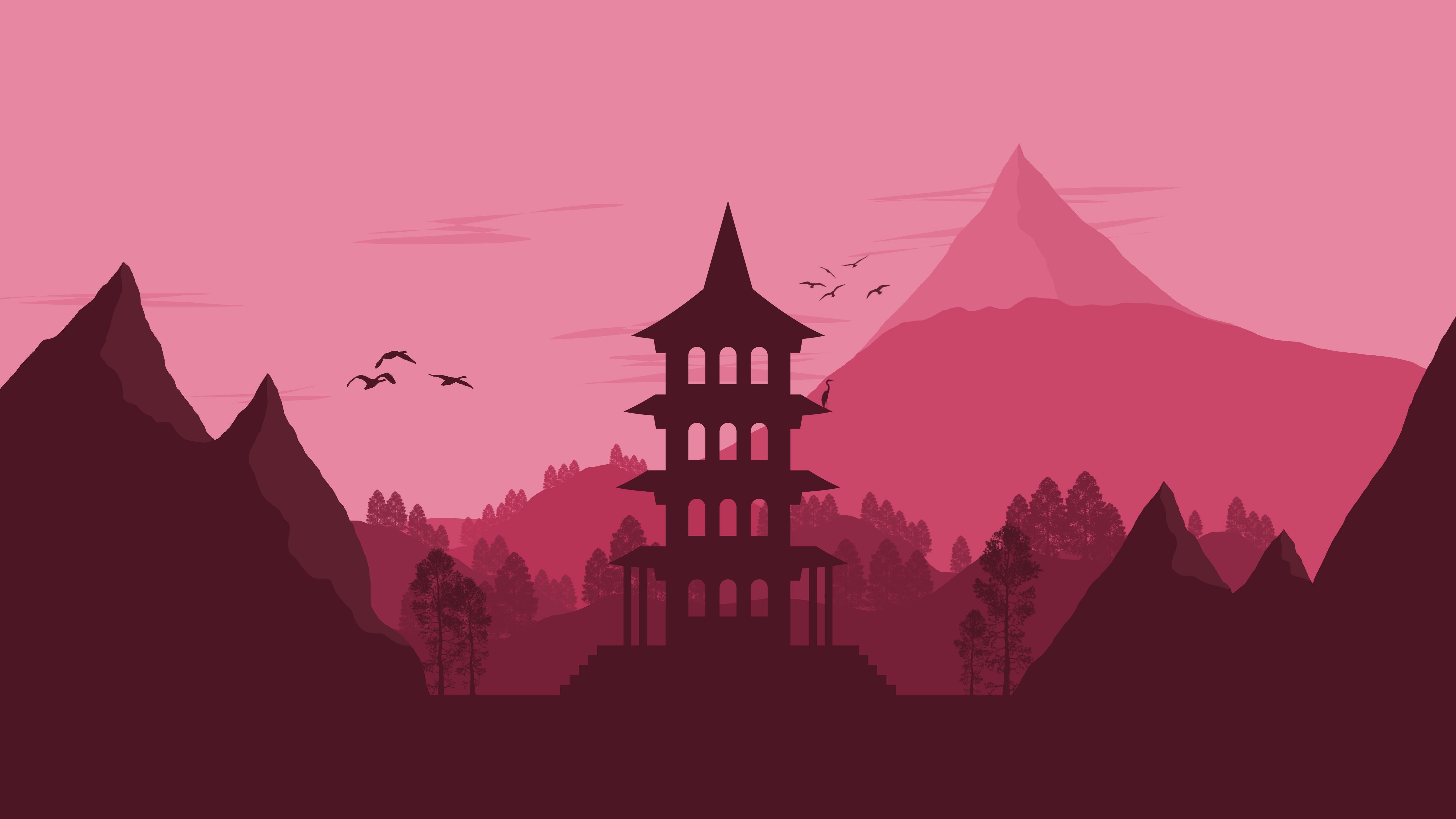 Japan Landscape Vector Minimalist 4k, Hd Artist, 4k - Japan Minimalist Background - HD Wallpaper 