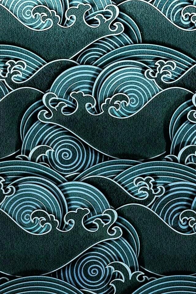 Japanese Wave Design - HD Wallpaper 