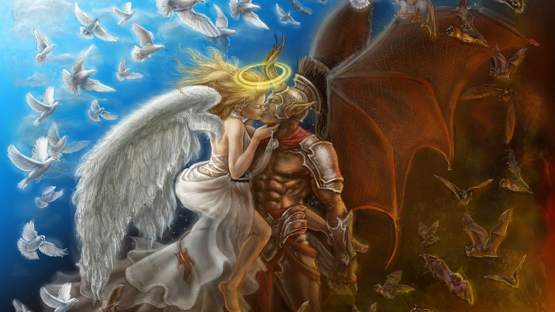 Love Between Angel And Demon - 1920x1080 Wallpaper 