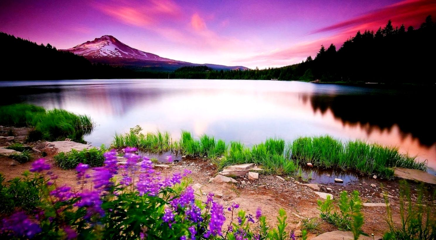 Colorful Lake Mountains Full Hd Nature Wallpapers Free - Nature Wallpaper Background - HD Wallpaper 